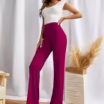 Women Bell Bottom Dark Pink Trousers