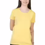 Women Plain Cotton Yellow T-Shirt