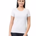 Women Cotton Plain White T-Shirt