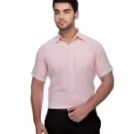 Peach Half Sleeve Men Regular Fit Shirt