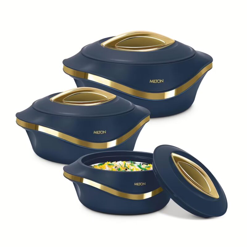 Milton Pearl Inner Stainless Steel Jr.(455 ml, 860 ml, 1270 ml), Blue Pack of 3 Serve Casserole??(455 ml, 860 ml, 1270 ml)