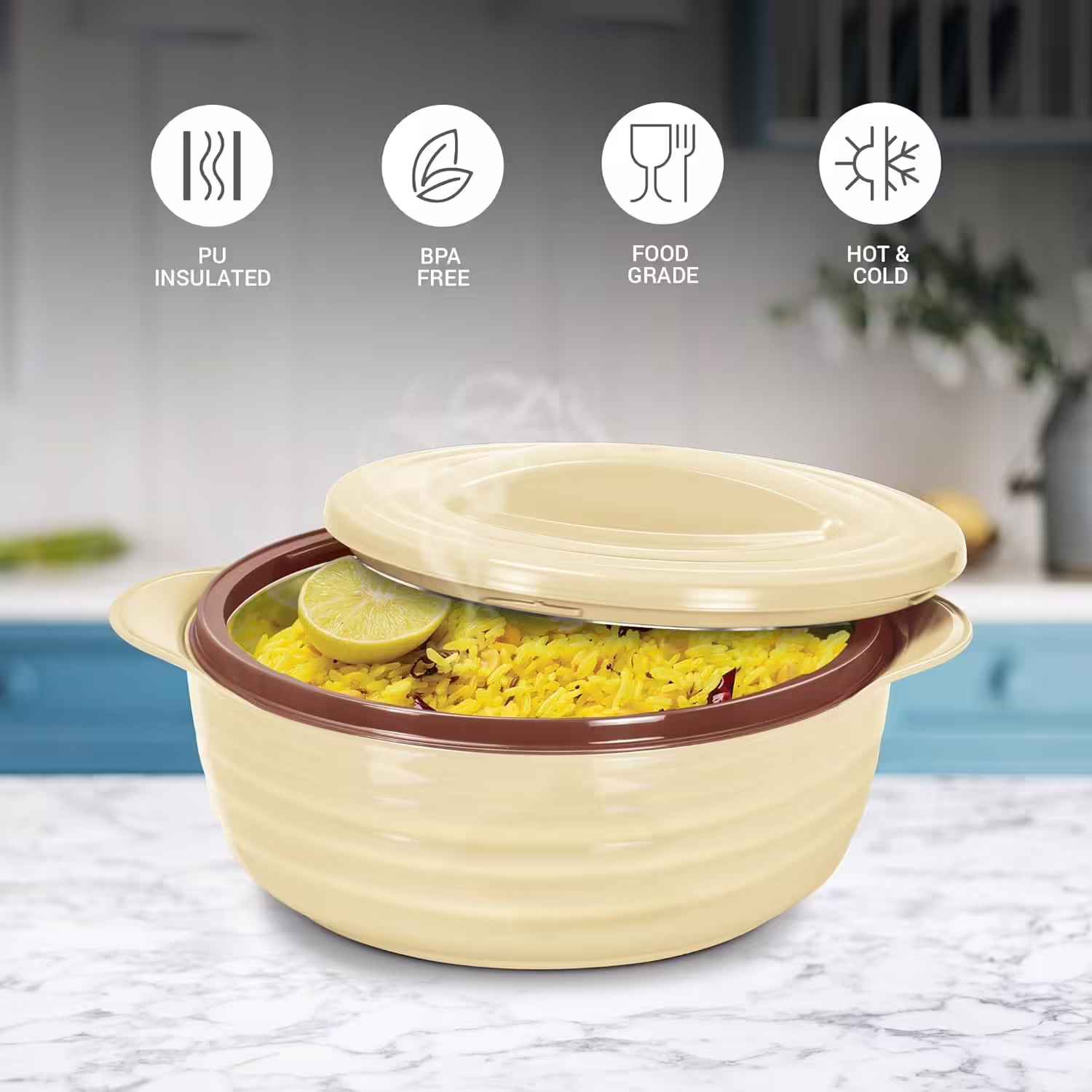 Milton Aspire 2500 Inner Stainless Steel Casserole, 1875 ml, Beige Serve Casserole??(1875 ml)