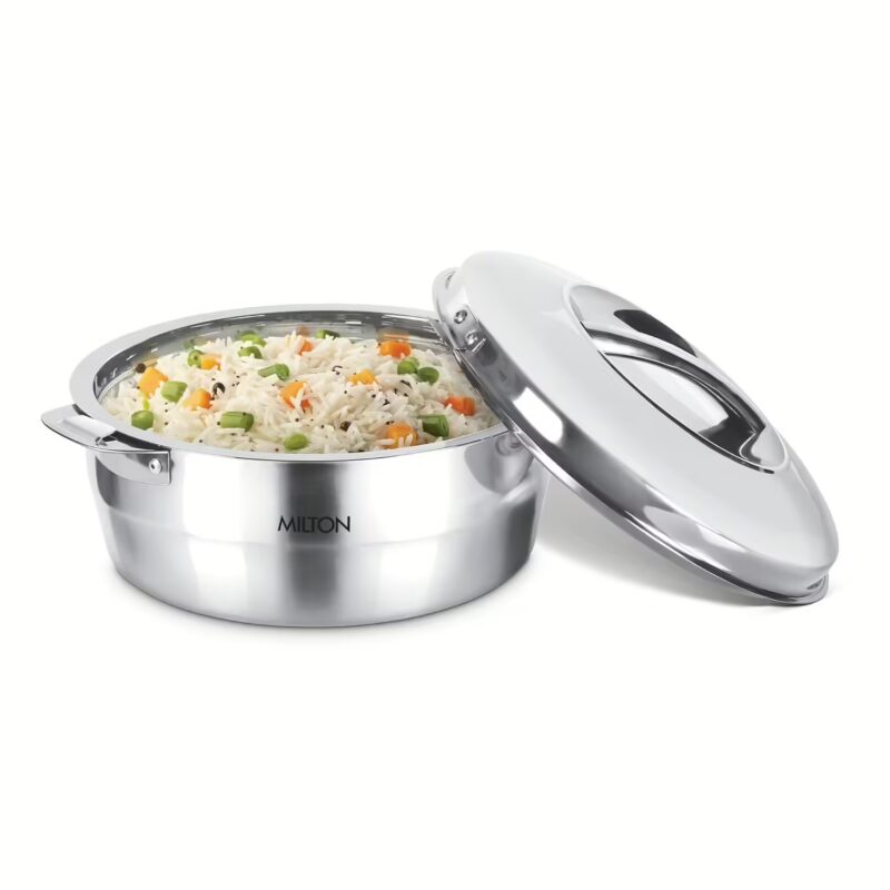 Milton Empress 1000 Stainless Steel Casserole, 1300 ml, Silver, Double walled Serve Casserole??(1300 ml)