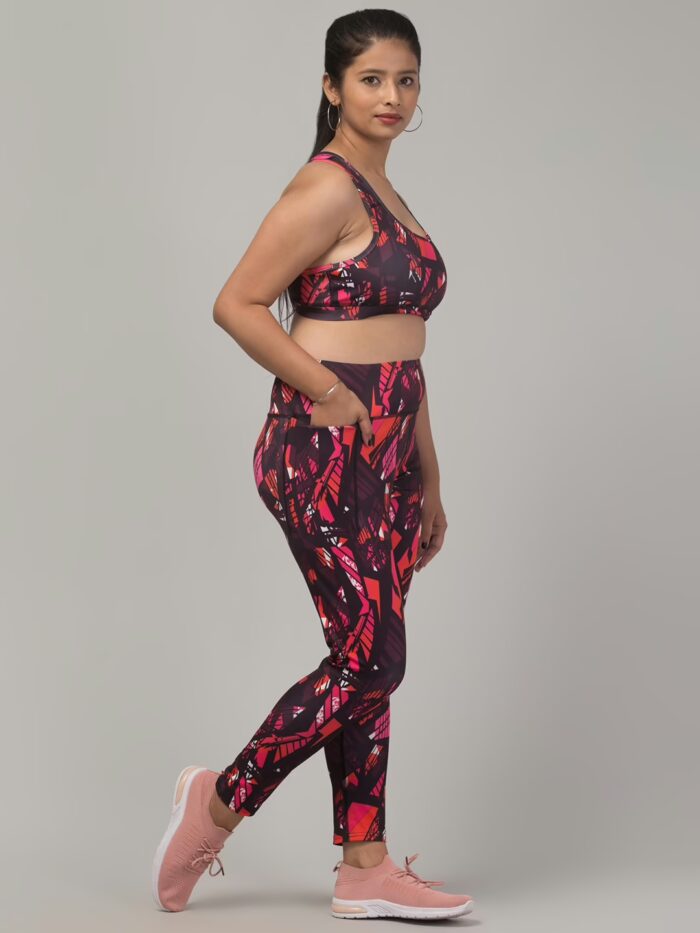 Classy Printed Women Gym Tights and Bra Set