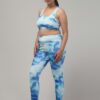 Sky Blue Printed Women Gym Tights and Bra Set - Image 4