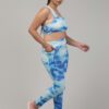 Sky Blue Printed Women Gym Tights and Bra Set - Image 3