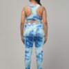Sky Blue Printed Women Gym Tights and Bra Set - Image 2