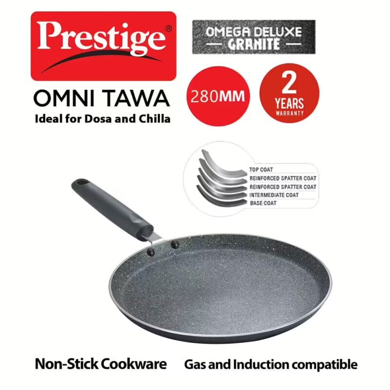 Prestige Omega Deluxe Granite Tawa 280 mm diameter??(Aluminium, Non-stick, Induction Bottom)