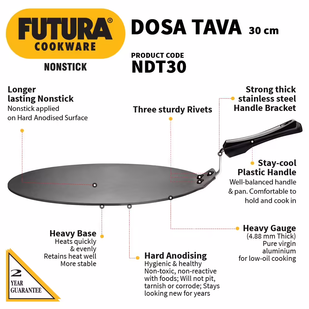 Hawkins Non Stick Dosa Tava (NDT30) Tawa 30 cm diameter??(Hard Anodised, Non-stick)
