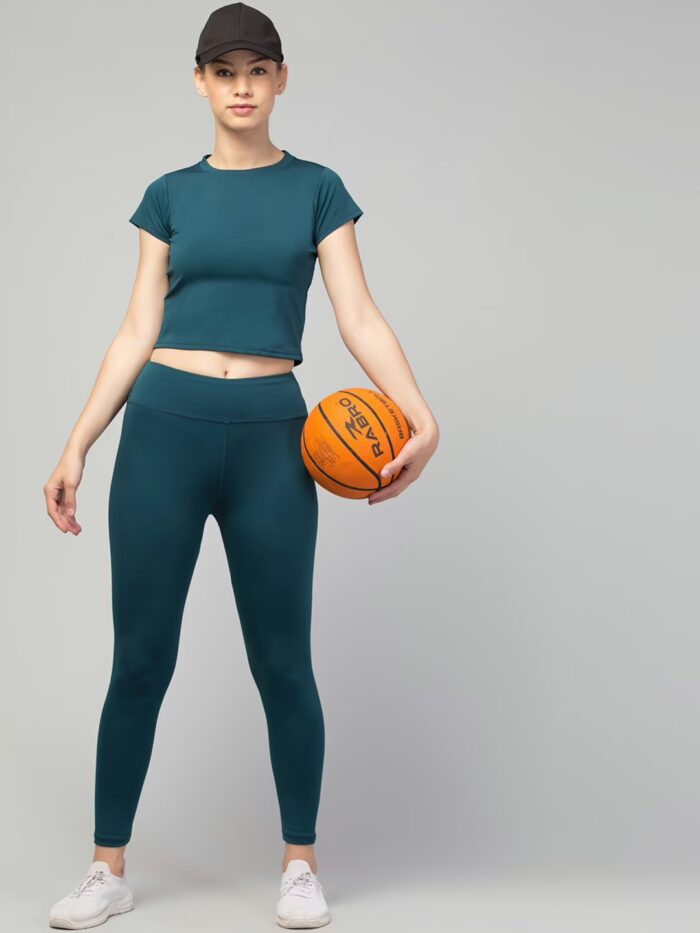 Classy Green Women Plain Gym Tights