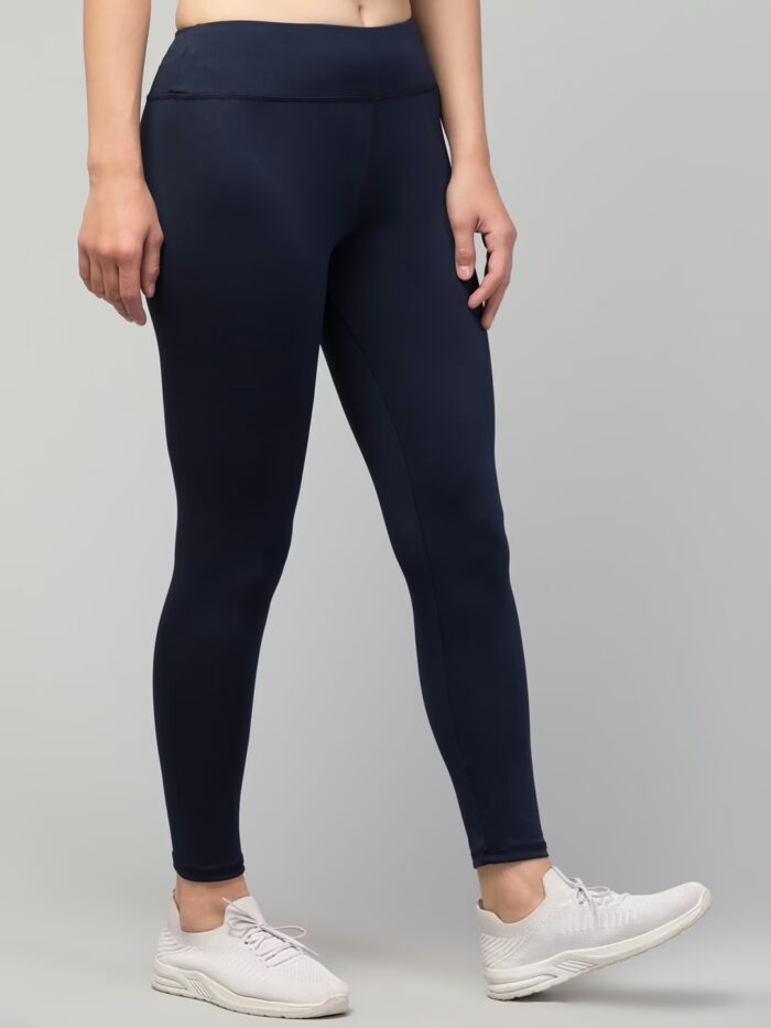Classic Women Navy Plain Gym Tights