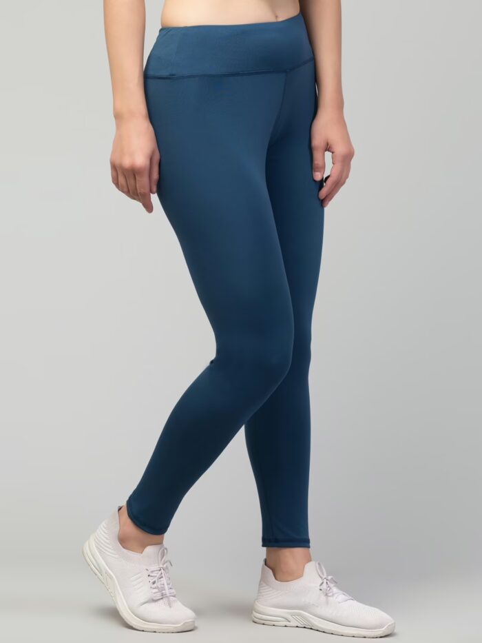 Classy Teal Women Plain Gym Tights