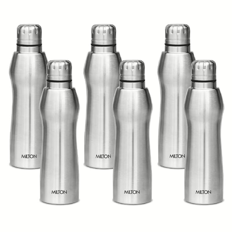 Milton Elate 1000 Stainless Steel Water Bottle 880 ML Bottle??(Pack of 6, Silver, Steel)
