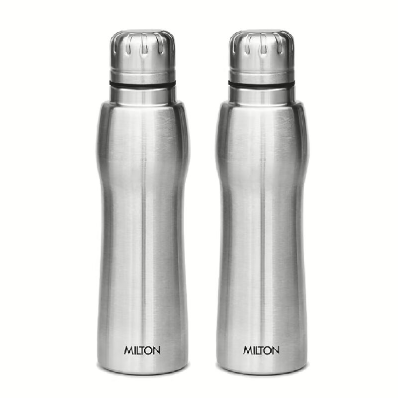 Milton Elate 750 Stainless Steel Water Bottle, Set of 2, 635 ml Each, Silver 635 ml Bottle??(Pack of 2, Silver, Steel)
