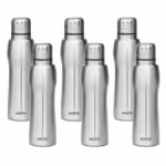Milton Elate 750 Stainless Steel Water Bottle, Set of 6, 635 ml Each, Silver 635 ml Bottle??(Pack of 6, Silver, Steel)