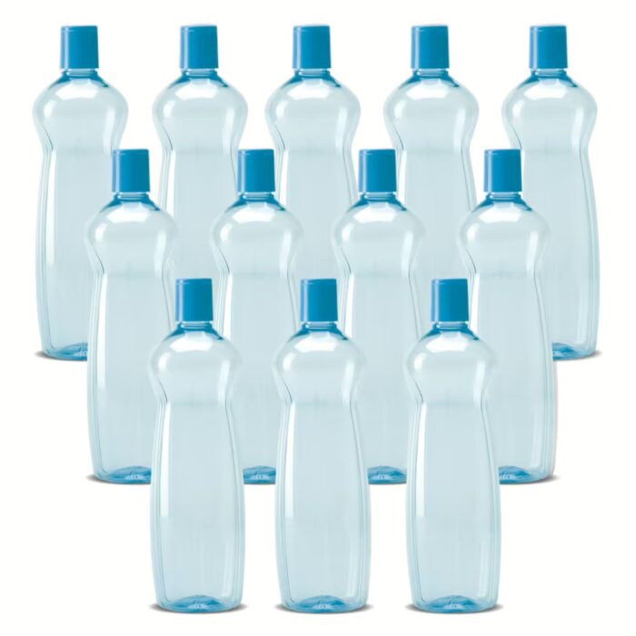 Milton Pacific 1000 Pet Water Bottles, 1 Litre Each, Set of 12, Sky Blue | BPA Free 1000 ml Bottle??(Pack of 12, Blue, PET)