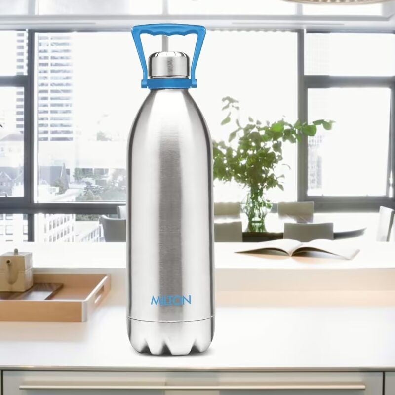 Milton Duo Dlx 1750 Thermosteel 24 Hours Hot and Cold Water Bottle with Handle(Pack of 1, Steel/Chrome, Steel)