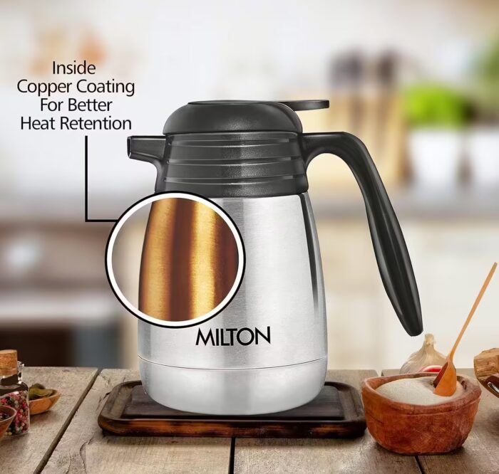 Milton Thermosteel Carafe 1000 ml Flask??(Pack of 1, Steel/Chrome, Steel)