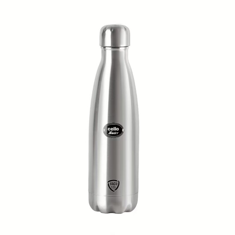 Cello Swift Stainless Steel Double Walled Flask Bottle, Hot and Cold, 750ml, 1 Unit, Silver