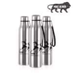 Cello Goldie Stainless Steel Water Bottle Set, 1 Litre, Set of 3 pcs, Silver 1000 ml Bottle??(Pack of 3, Silver, Steel)