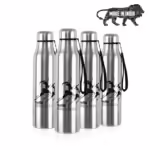 Cello Goldie Stainless Steel Water Bottle Set, 1 Litre, Set of 4 pcs, Silver 1000 ml Bottle??(Pack of 4, Silver, Steel)