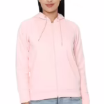 Women Plain Cotton Light Pink Hooded