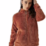Women Full Sleeve Fur Rust Jacket
