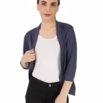 Navy 3/4th Sleeves Fashionable Shrug